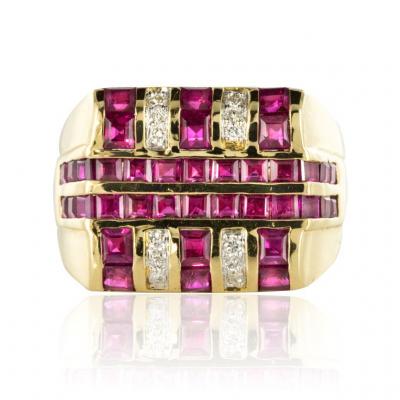 Ruby Diamonds Signet Ring