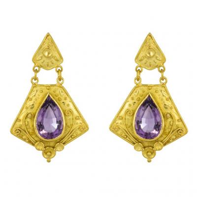 Gold Amethyst Earrings