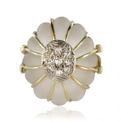 Gold Diamond Rock Crystal Ring