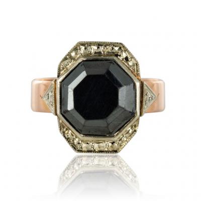 French 19th Century Napoleon 3 Rose Gold Hematite Ring