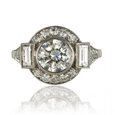 New Art Deco Style Diamond Platinum Ring