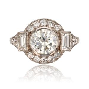 New Art Deco Style Diamond Platinum Ring