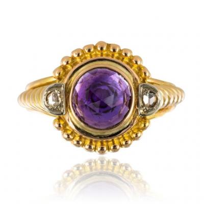 Amethyst And Old Diamonds Ring
