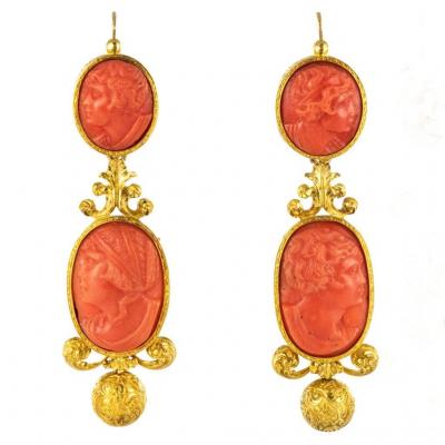 Pendants Earrings Old Cameos On Coral