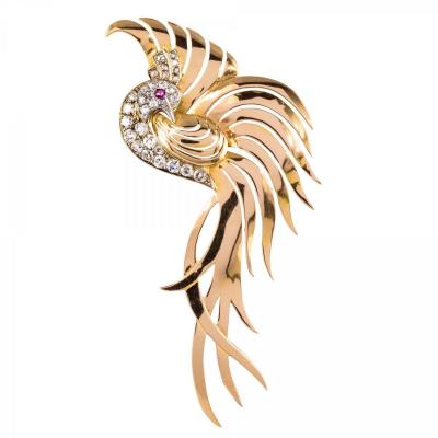 Bird Of Paradise Diamonds Brooch