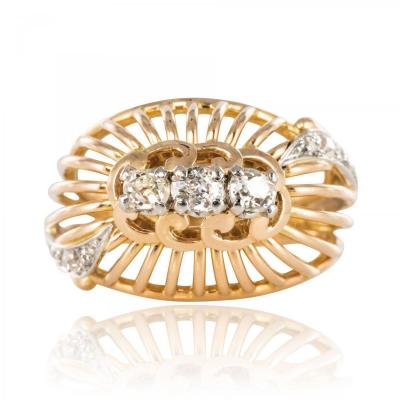 Dome Ring With Gold And Diamonds
