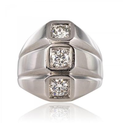 Modernist White Gold Diamond Ring