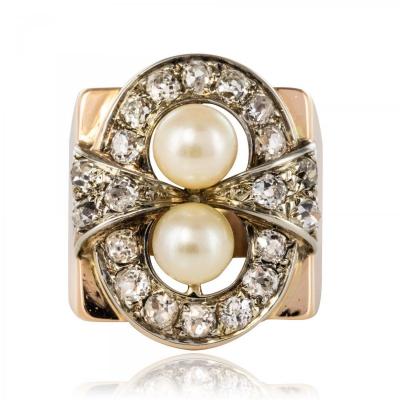 Retro Pearls And Diamonds Ring