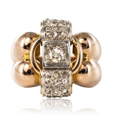 Large Godrons And Diamonds Tank Ring