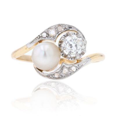 Old You And Me Diamond Fine Pearl Ring