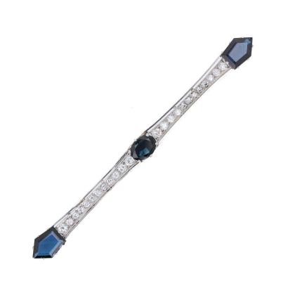 Old Brooch Sapphires Diamonds Barrette