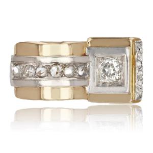 Asymmetrical Tank Diamond Ring