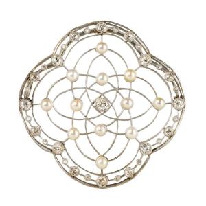 Belle Epoque Fine Pearls And Diamonds Brooch