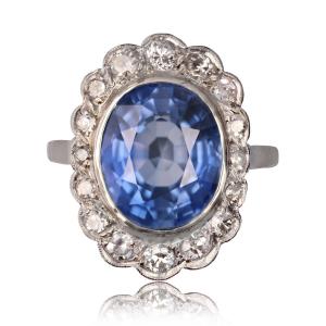 Old Art Deco Sapphire And Diamond Ring