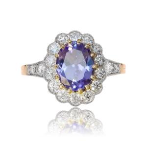 Gold Marguerite Tanzanite Diamond Ring