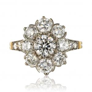 Platinum Gold Marguerite Diamond Ring