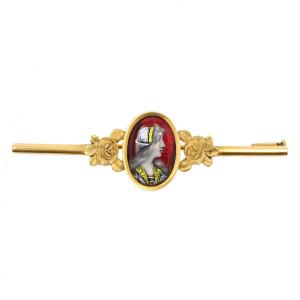 Limoges Enamel Barrette Brooch