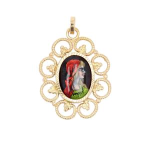 Pendant In Gold And Limoges Enamel