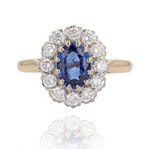 Pompadour Diamond And Sapphire Ring