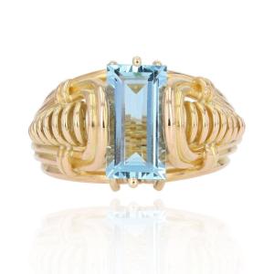 Retro Aquamarine And Gold Ring