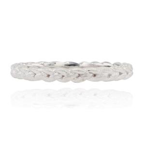 White Gold Chiselled Braided Wedding Ring