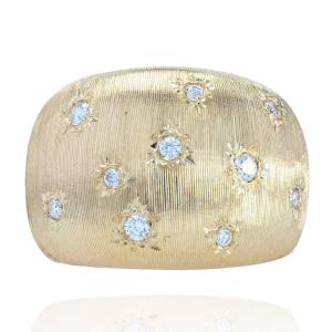 Bangle Ring Yellow Gold Diamonds Satin