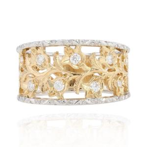 2 Gold Floral Bandeau Diamond Ring