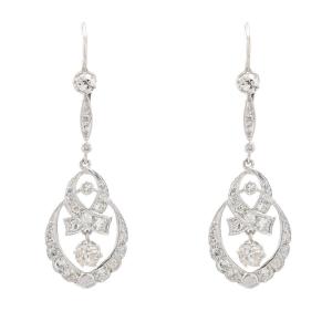 Antique White Gold Diamond Earrings