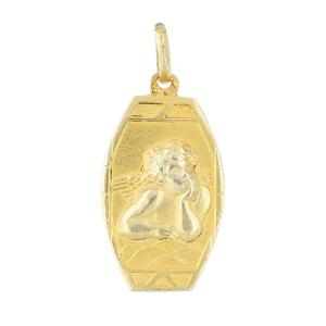 Art Deco Yellow Gold Cherub Medal