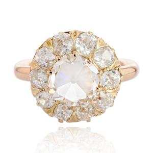 Antique Diamond Daisy Ring In Pink