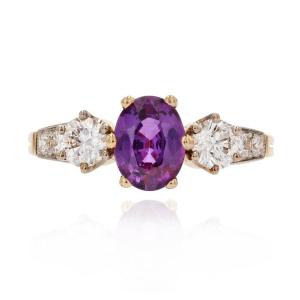 Natural Purple Sapphire And Diamond Ring