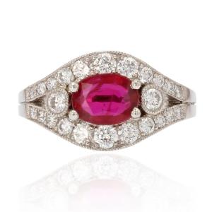 Platinum Ruby And Diamond Ring