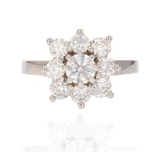 Square Daisy Diamond Ring