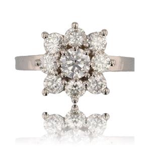 Square Daisy Diamond Ring