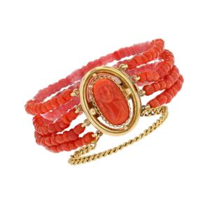 Old Coral And Gold Bracelet