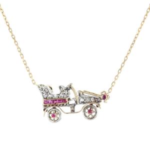Old Car Necklace In Diamonds And Rubies