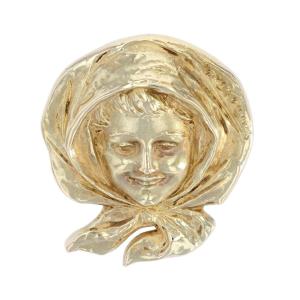 Old Gold Brooch Portait d'Enfant
