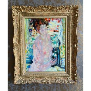 Luigi Corbellini 1901 Impressionist Portrait Of A Young Woman