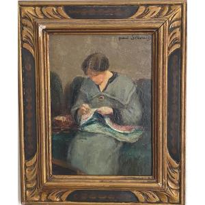 Impressionist School Portrait Signed Paul Servais