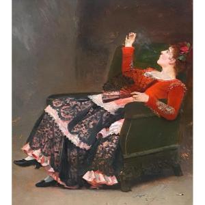 Genre Painting On Wooden Panel Signed Jean Georges Vibert 19th Century