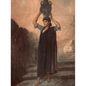 Orientalist Scene Berberes Women At The Weel Of An Oassis Attr: A. Clement