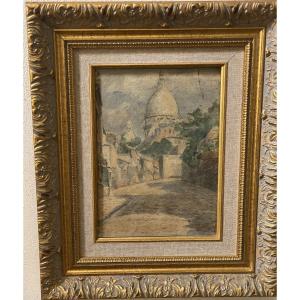 Post-impressionist Gouache Painting Attr: Maurice Utrillorue De l'Abreuvoir Paris 1907