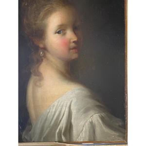 Portrait Hst, Of A Young Girl Attributed To Alexis Grimou 18th Century Signature Trace 