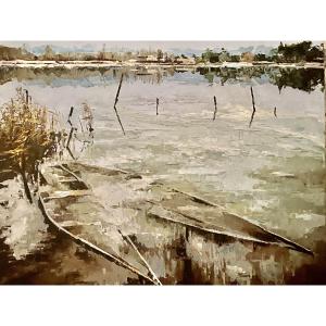 Landscape  Of A Village  In Border Of Water 