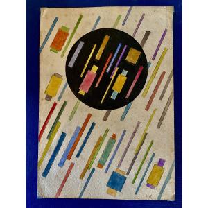 Gouaché Suprematist Geometric Drawing 1918 Ivan Vassilievitch Kliounkov