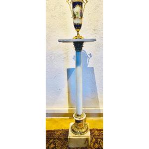 Onyx And Gilt Bronze Column, Napoleon III Period, 1860, Swivel Top