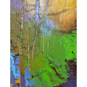 Abstract Painting, Oil On Canvas, 20th Century