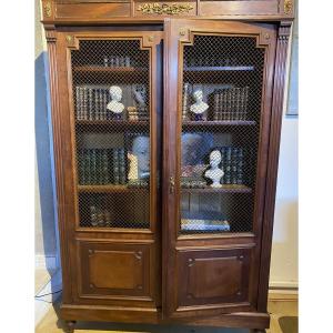 Early 20th Century Office Bookcase In Mahogany And Veneer With Two Doors  