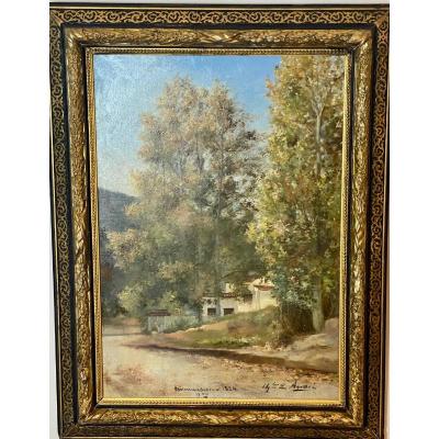 Landscape Painting Villa In The Bay Of Alger, Signed Charles André 1884