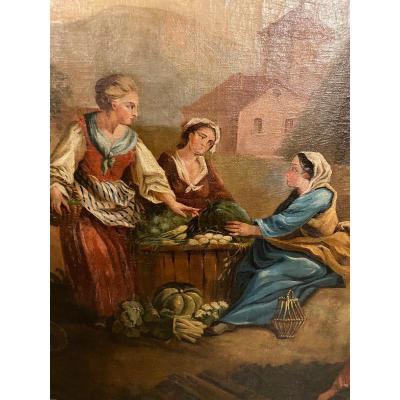 Country Women Shopping At The Open Village Market 18th Century Work